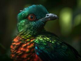 Quetzal bird portrait AI Generated photo