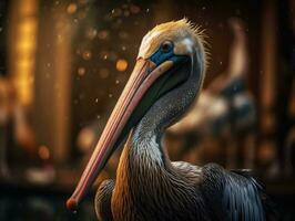 Pelican bird portrait AI Generated photo