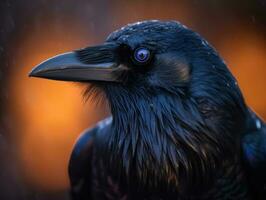 Raven bird portrait AI Generated photo