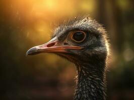 Ostrich bird portrait AI Generated photo