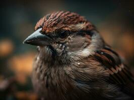 Sparrow bird portrait AI Generated photo