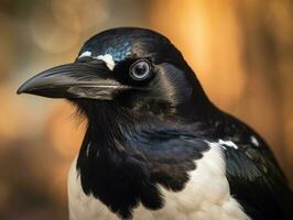 Magpie bird portrait AI Generated photo