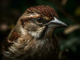 Sparrow bird portrait AI Generated photo