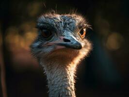 Ostrich bird portrait AI Generated photo