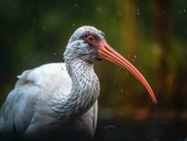 ibis pájaro retrato ai generado foto