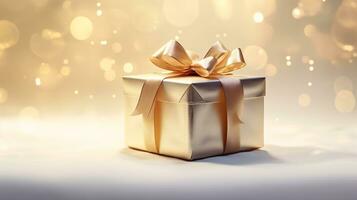 ai generative  Beautifully wrapped christmas gift, present in multiple colors with beautiful backgrounds to elevate them photo