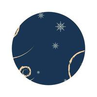 Abstract background in figure circle winter theme. Snowflakes and strokes on a dark blue background. Banner, poster design, for social networks. Vector flat illustration.