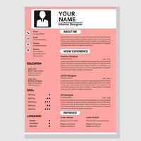 cv design with pink color vector