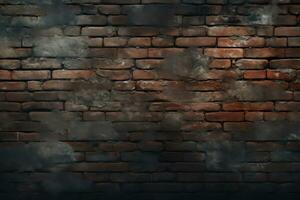 Dark Rustic bricks texture, AI Generated photo