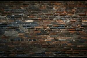 Dark Rustic bricks texture, AI Generated photo