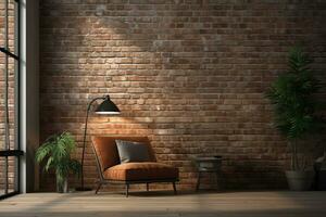 Urban Loft bricks texture, AI Generated photo