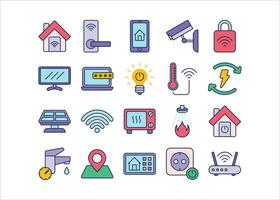inteligente hogar sistema icono recopilación, digital seguridad casa símbolo gráfico vector