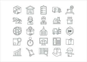 Logistics line icon set, delivery goods vector graphic collection