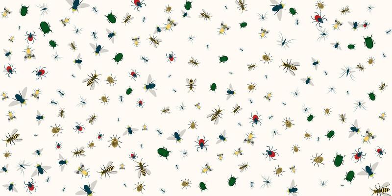 Background of blood-sucking and biting insects. Vector illustration.