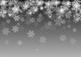 Falling snow and snowflakes in several layers. Vector illustration.