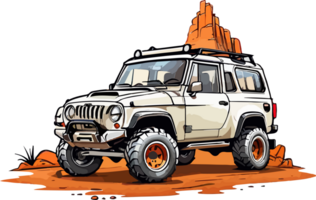 Off Road Car Cartoon Design AI Generative png