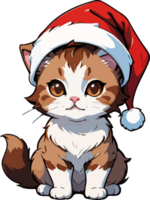 süß Katze tragen Santa Hut Karikatur Charakter ai generativ png