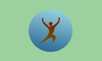 Logo design of a human figure raising his hands in victory, success themed logo in abstract form. vector