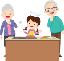 cute people cooking in the kitchen concept png