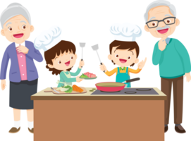 cute people cooking in the kitchen concept png