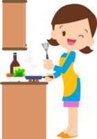 cute people cooking in the kitchen concept png