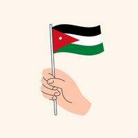 Cartoon Hand Holding Jordanian Flag, Isolated Vector Design.