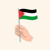 dibujos animados mano participación Palestina bandera, aislado vector diseño.