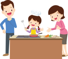 cute people cooking in the kitchen concept png