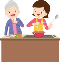 cute people cooking in the kitchen concept png