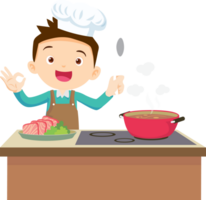 cucinando bambini ragazzo poco bambini fabbricazione delizioso cibo professionale capocuoco png