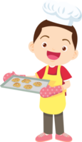 Cocinando niños chico pequeño niños haciendo delicioso comida profesional cocinero png