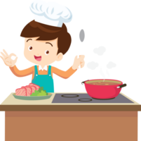 cucinando bambini ragazzo poco bambini fabbricazione delizioso cibo professionale capocuoco png