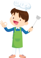 matlagning barn pojke liten barn framställning utsökt mat professionell kock png