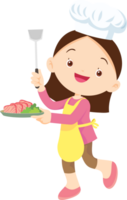 Cooking children girl Little kid making delicious food professional chef png