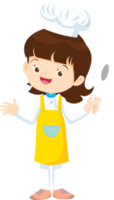 matlagning barn flicka liten unge framställning utsökt mat professionell kock png
