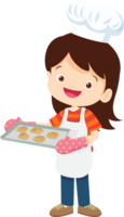 Cooking children girl Little kid making delicious food professional chef png