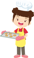 Cocinando niños niña pequeño niño haciendo delicioso comida profesional cocinero png