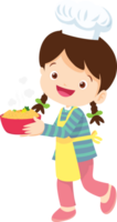 Cooking children girl Little kid making delicious food professional chef png