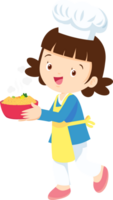 Cooking children girl Little kid making delicious food professional chef png