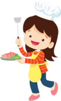 Cooking children girl Little kid making delicious food professional chef png