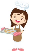 Cooking children girl Little kid making delicious food professional chef png