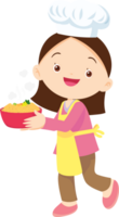 Cooking children girl Little kid making delicious food professional chef png