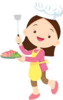 matlagning barn flicka liten unge framställning utsökt mat professionell kock png