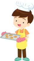 Cocinando niños chico pequeño niños haciendo delicioso comida profesional cocinero png