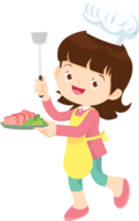 Cooking children girl Little kid making delicious food professional chef png