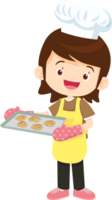 Cooking children girl Little kid making delicious food professional chef png