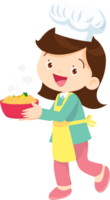 Cocinando niños niña pequeño niño haciendo delicioso comida profesional cocinero png