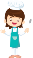 Cooking children girl Little kid making delicious food professional chef png