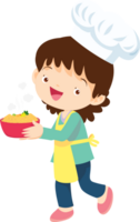 Cooking children girl Little kid making delicious food professional chef png