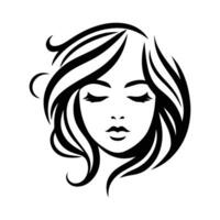 Beautiful Girl Face Logo Outline Vector, Makeup Logo, Girl Head Logo vector